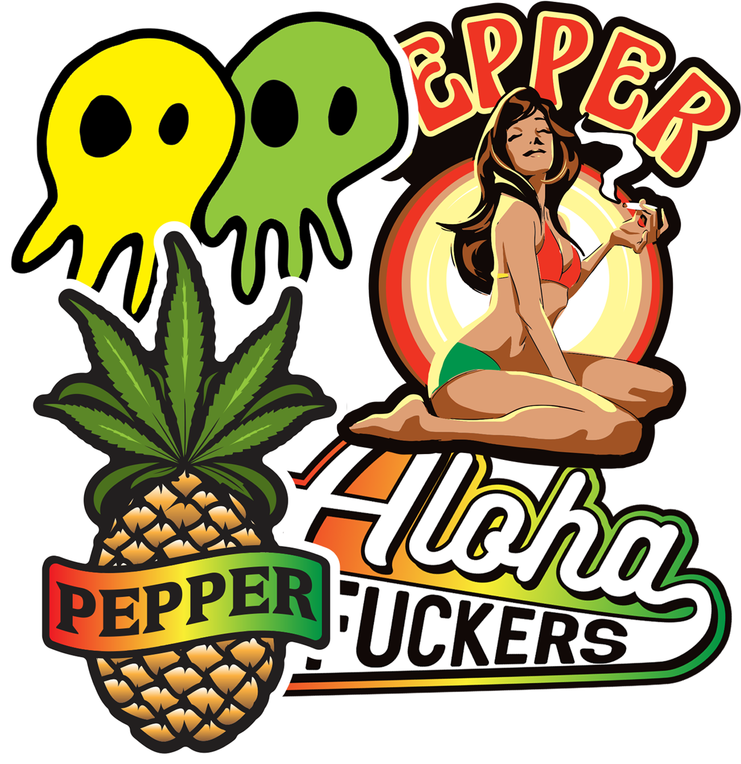 Aloha Sticker Set $12 Clipart (1600x1600), Png Download