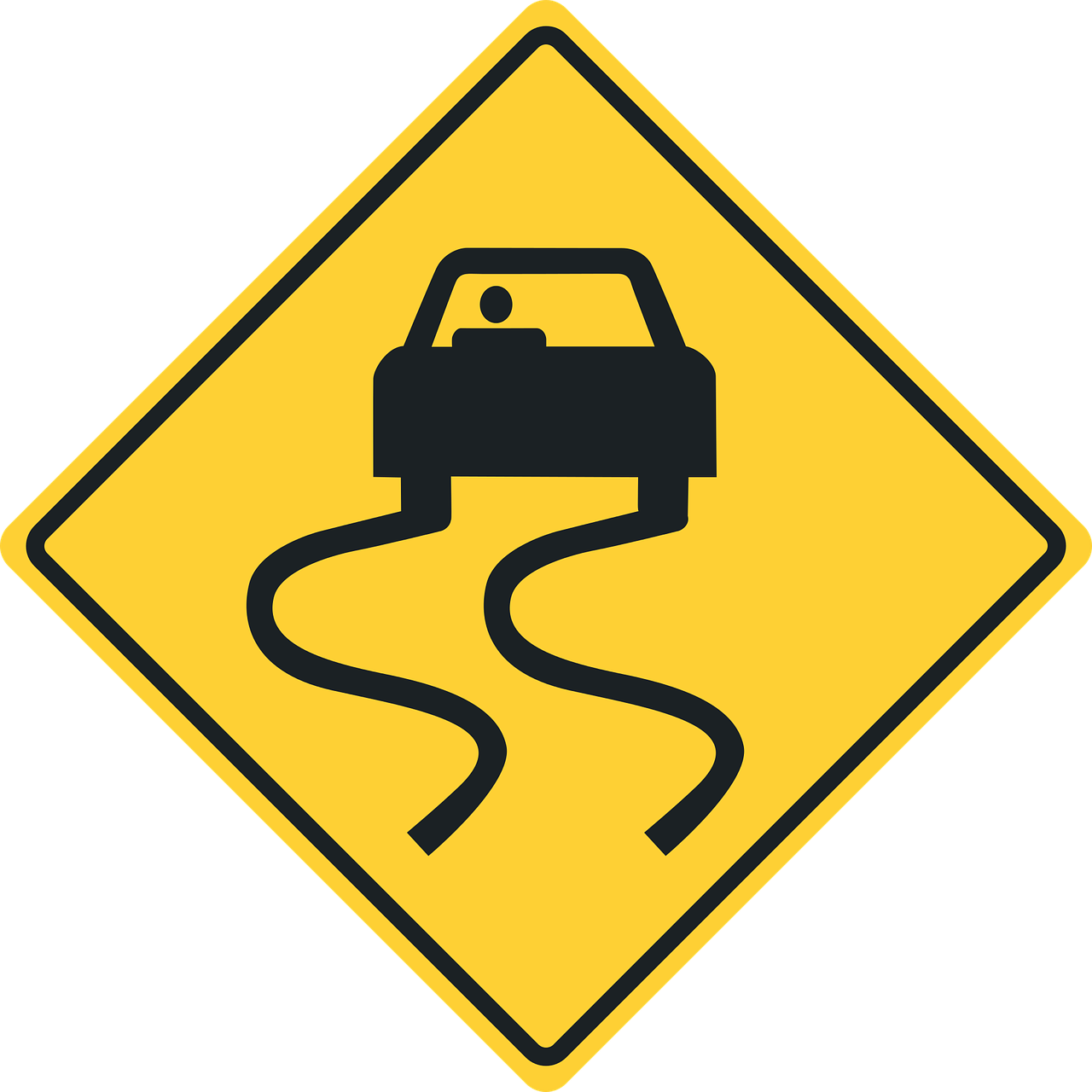Road Sign Graphics - Slippery When Wet Sign Clipart (720x720), Png Download