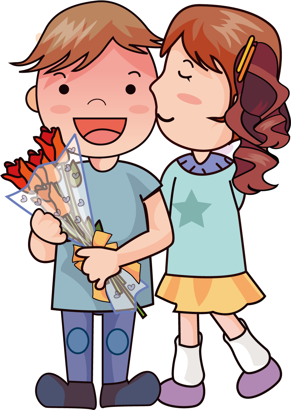 Cartoon Drawing Romance Cute - Romantic Boy And Girl Png Clipart (1500x1501), Png Download