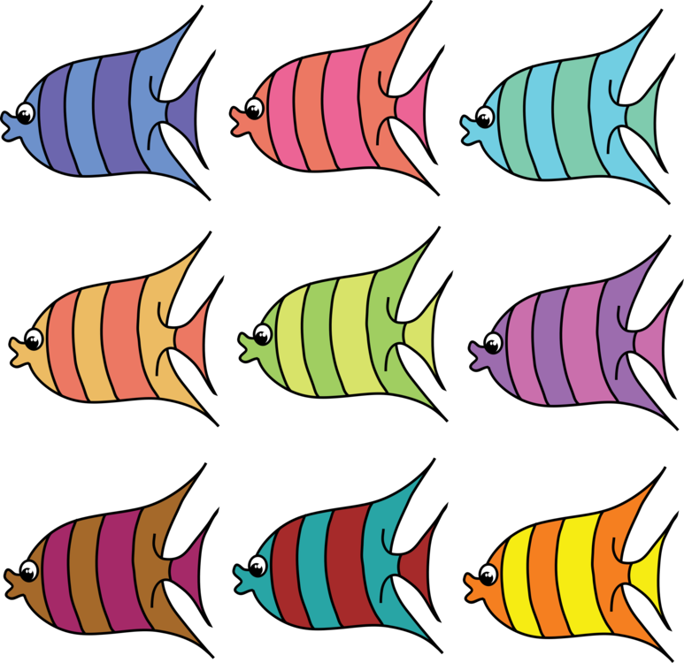 Sea Creatures Aquatic Animal Penguin Fish - Free Printable Colored Fish Template Clipart (773x750), Png Download