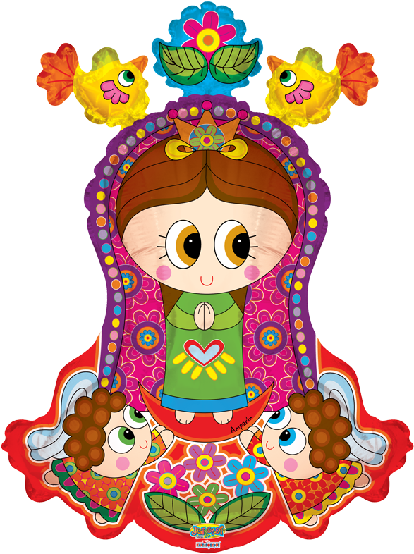 Virgencita @distroller Con Angelitos Shape 28 - Virgen De Distroller Clipart (600x803), Png Download
