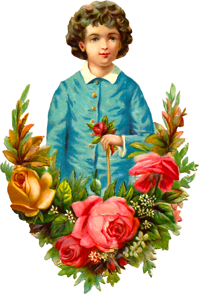 This Is Another Stunning Piece Of Child Clip Art With - Children With Flower Png Transparent Png (951x1328), Png Download