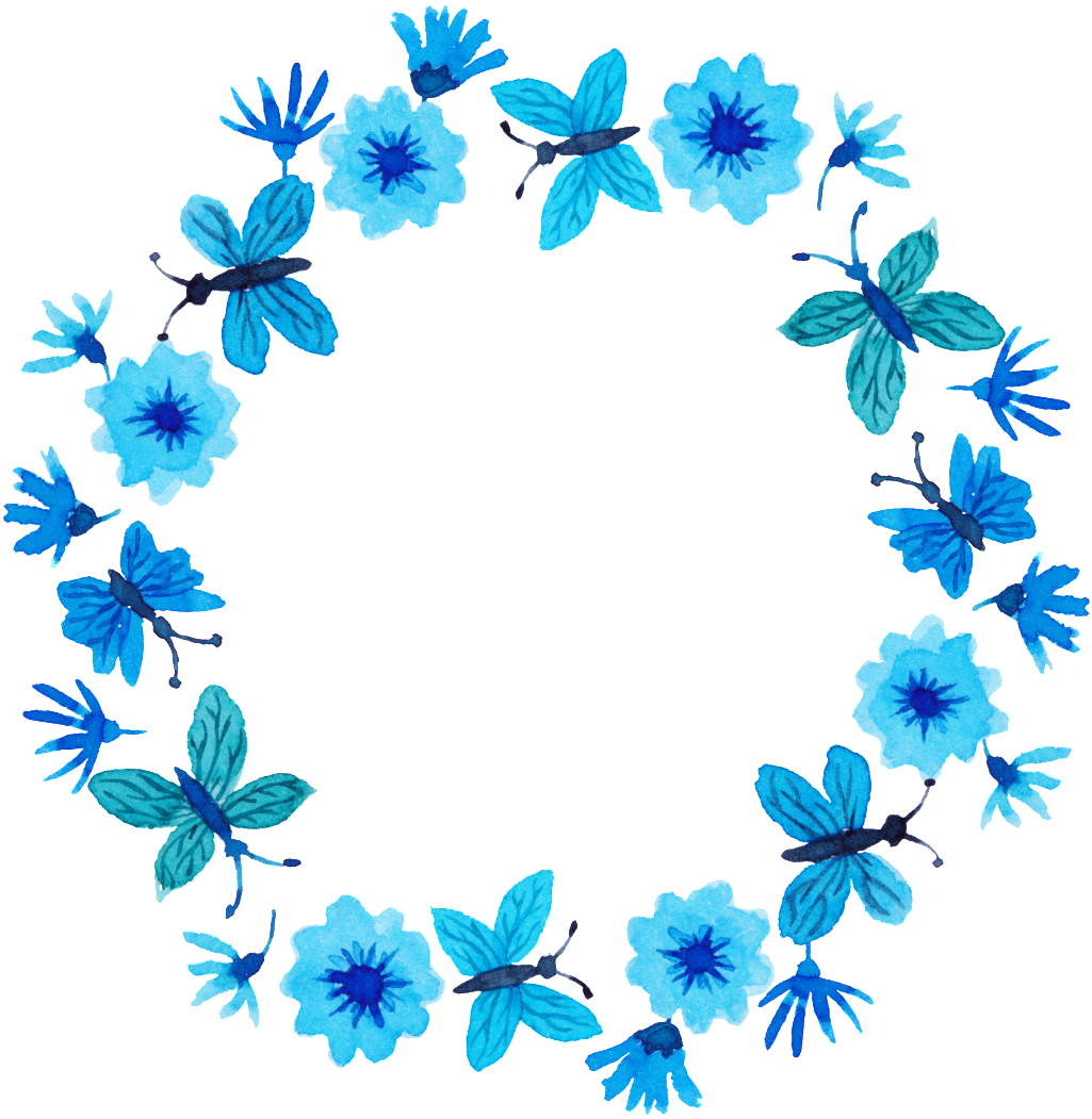 Bright And Elegant Blue Flowers Hand Painted Garland - My Notebook: Unlined Notebook - Large (8. 5 X 11 Inches) Clipart (1024x1064), Png Download