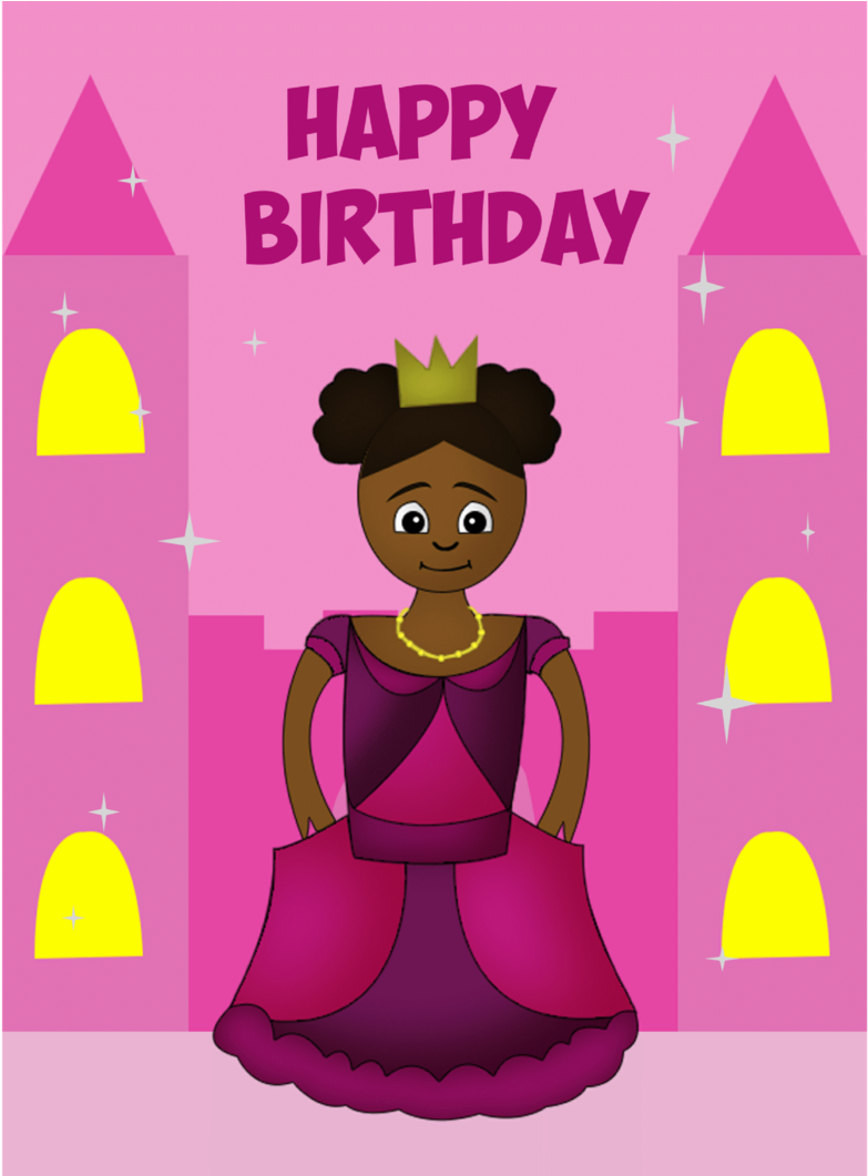 Girl's Princess Birthday Card - Happy 6th Birthday Girl Clipart (1060x1060), Png Download