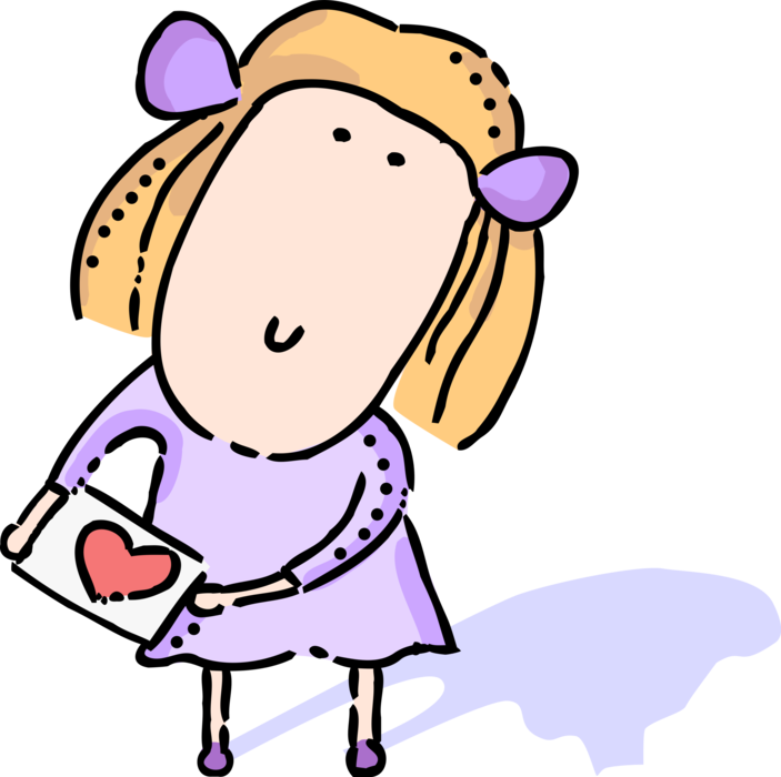 Vector Illustration Of Romantic Young Child With Valentine's - Cartoon Clipart (703x700), Png Download