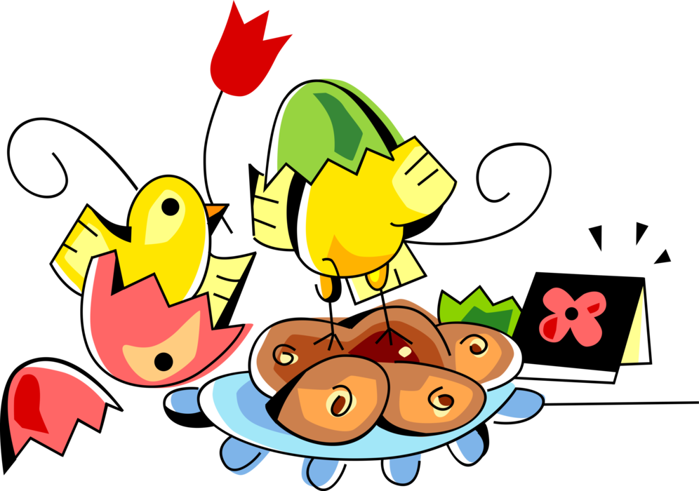 Vector Illustration Of Hatching Easter Baby Yellow - Cartoon Clipart (996x700), Png Download