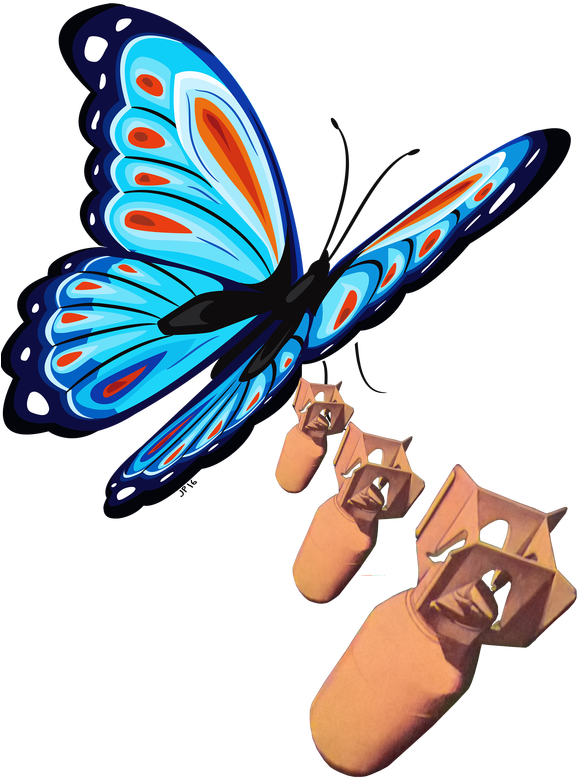 Collage Art By Jonathon Prestidge - Green Butterfly Png Clipart (599x800), Png Download