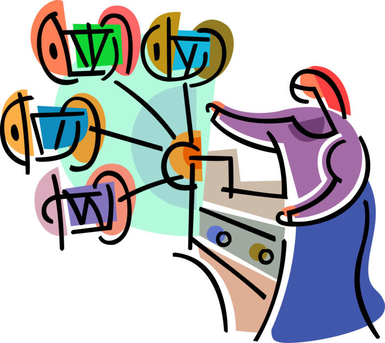Vector Illustration Of Operating Weaving Loom In Textile - Sewing Machine Clipart (786x700), Png Download