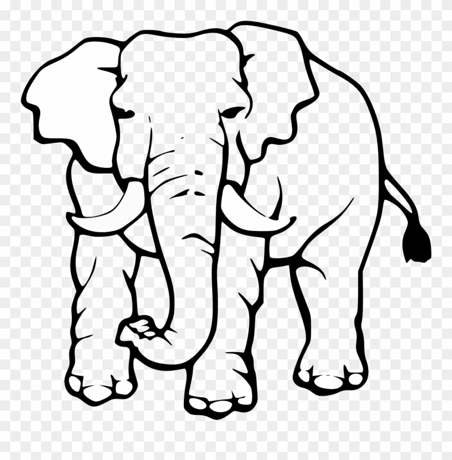 Attractive Ideas Elephant Clipart Color Pages Baby - Elephant Drawing Black And White - Png Download
