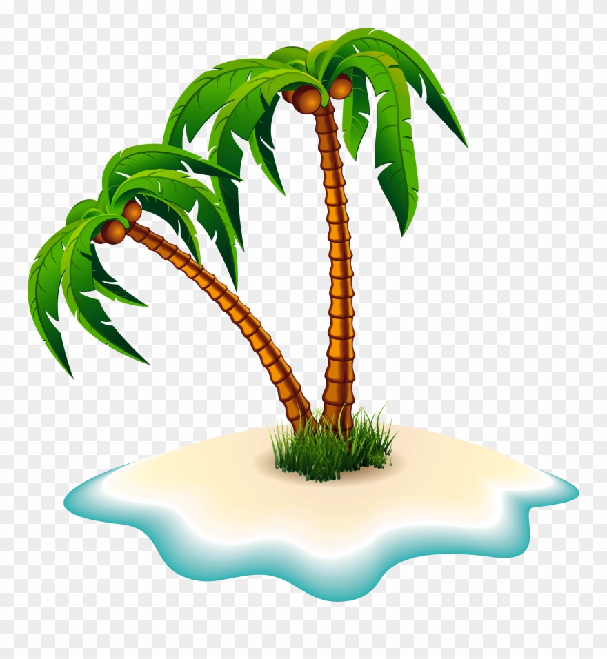 Palm Trees And Island Clipart Image - Palm Tree Clipart Png Transparent Png