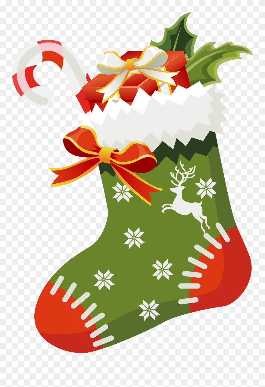 Christmas - Green Christmas Stocking Png Clipart