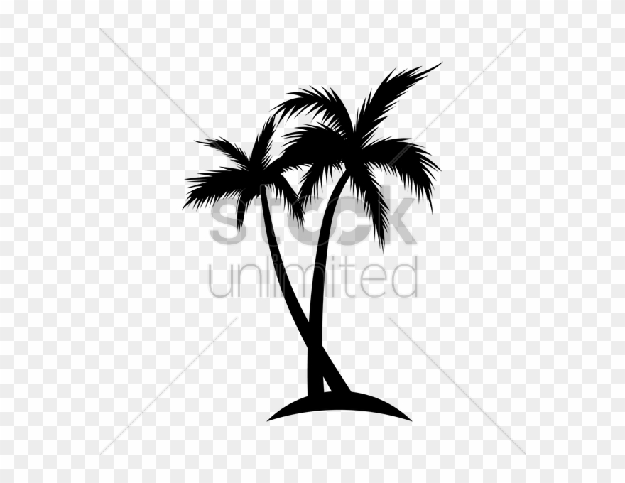 Silhouette Of Coconut Tree Vector Image - Coconut Tree Silhouette Vector Png Clipart