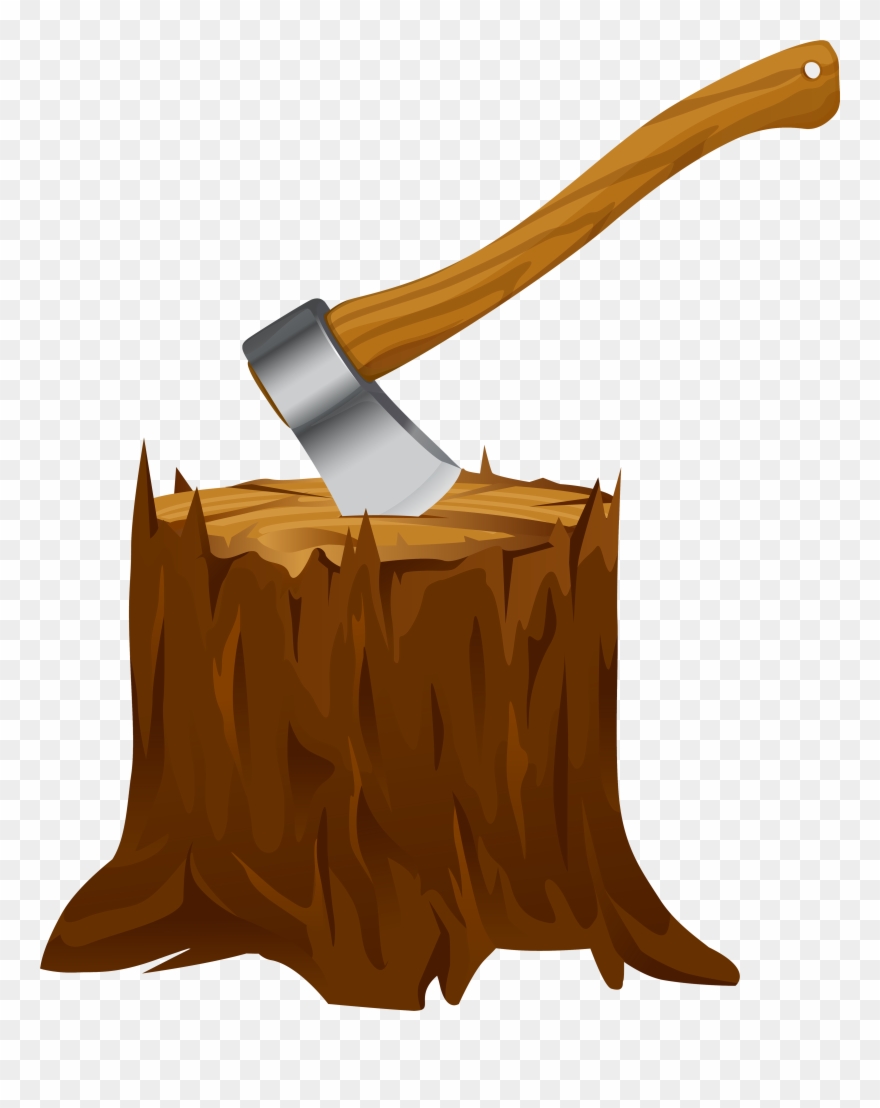 View Full Size - Cartoon Tree Stump With Axe Clipart