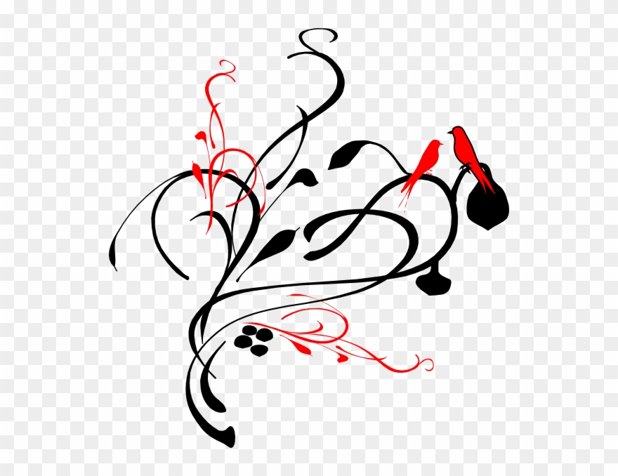 Birds On A Branch Clip Art - Maroon Flowers Clipart Png Transparent Png