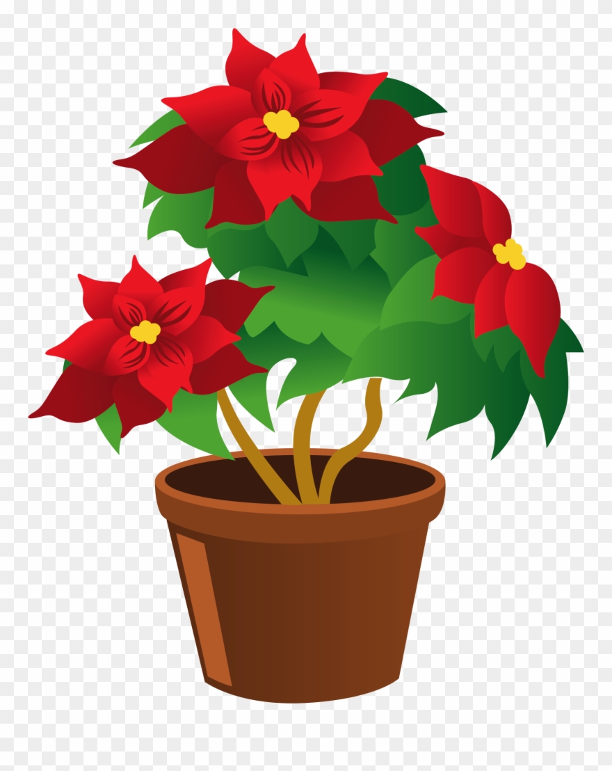 Butterfly Flowers, Poinsettia, Silhouette, Flower Clipart, - Flower Pot Clipart Png Transparent Png