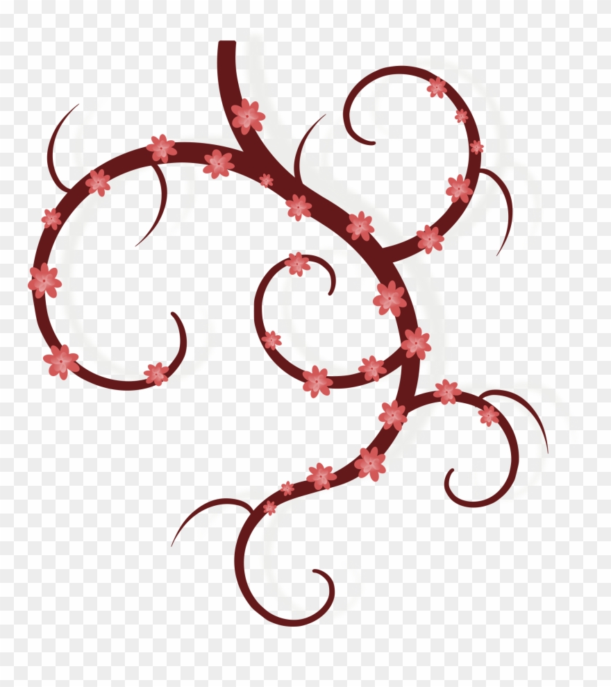 Spring Tree, Spring Flowers, Flower Clipart, Clip Art - Grey And Pink Borders - Png Download