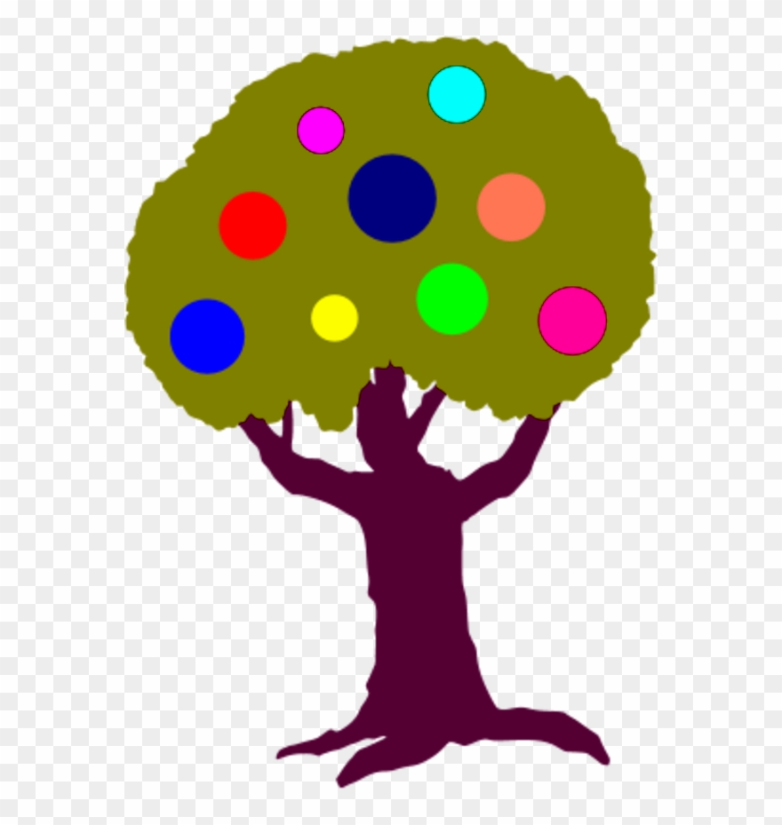 Tree With Colorful Circles Fruit - Arbol Frutos Del Espiritu Clipart