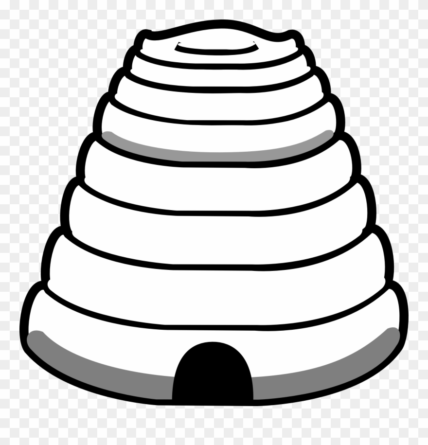 Beehive Clipart Black And White Free Images - Black And White Bee Hive - Png Download