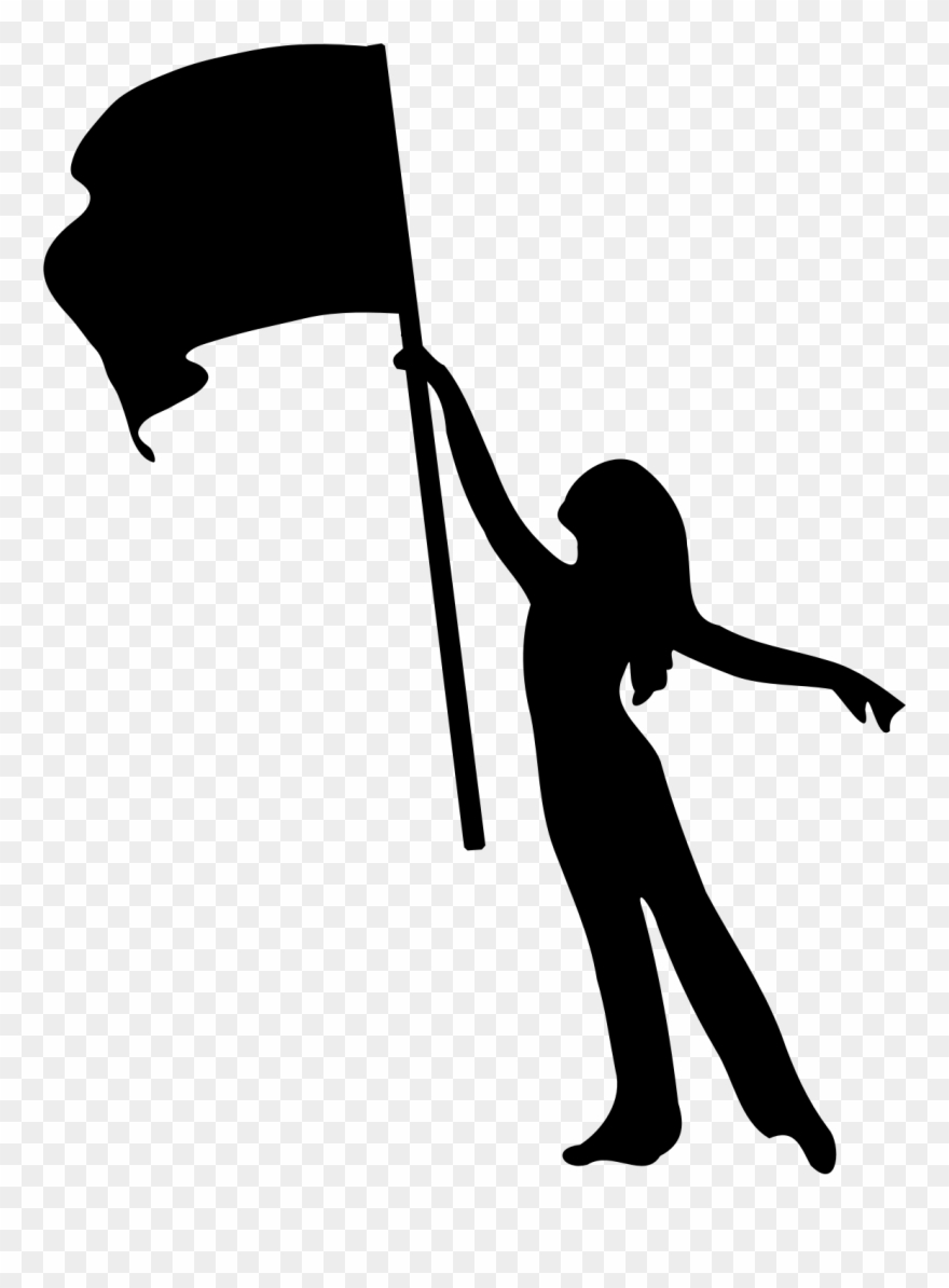 Clipart Color Guard Flag Girl Silhouette - Color Guard Flag Clip Art - Png Download