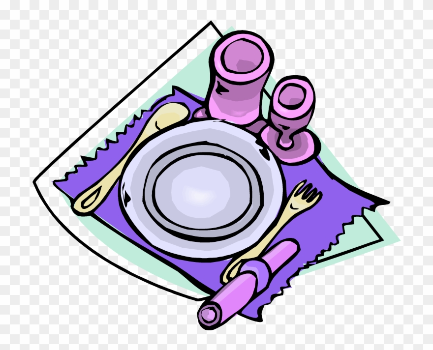 Dinner Table Clip Art - Table Setting Clip Art - Png Download