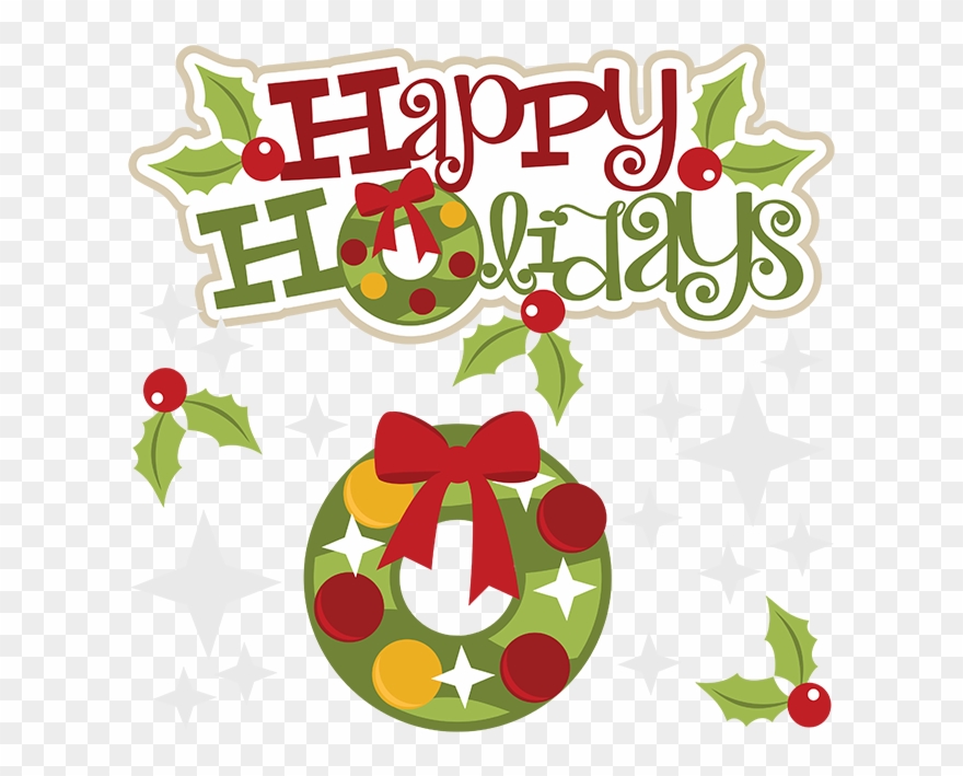 Happy Holidays Large Happyholidays Cliparts - Happy Holidays Wreath Round Ornament - Png Download