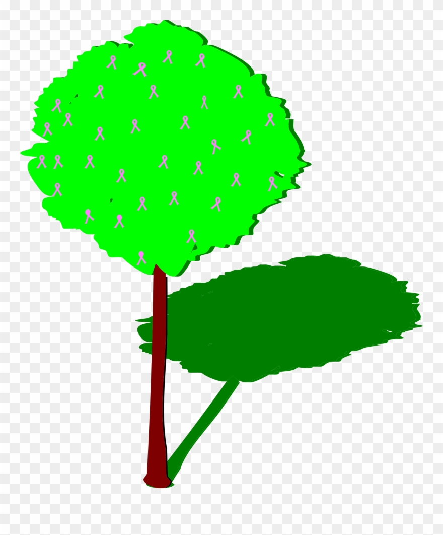 Tree Of Life With Pink Ribbons And Shadow Vector Free - Shadow Of A Tree Clipart