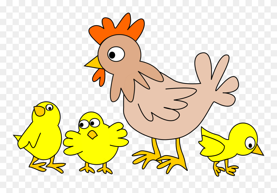 Pictures Gallery Of Adorable Baby Farm Animals Clip - Hen And Chicks Cartoon - Png Download