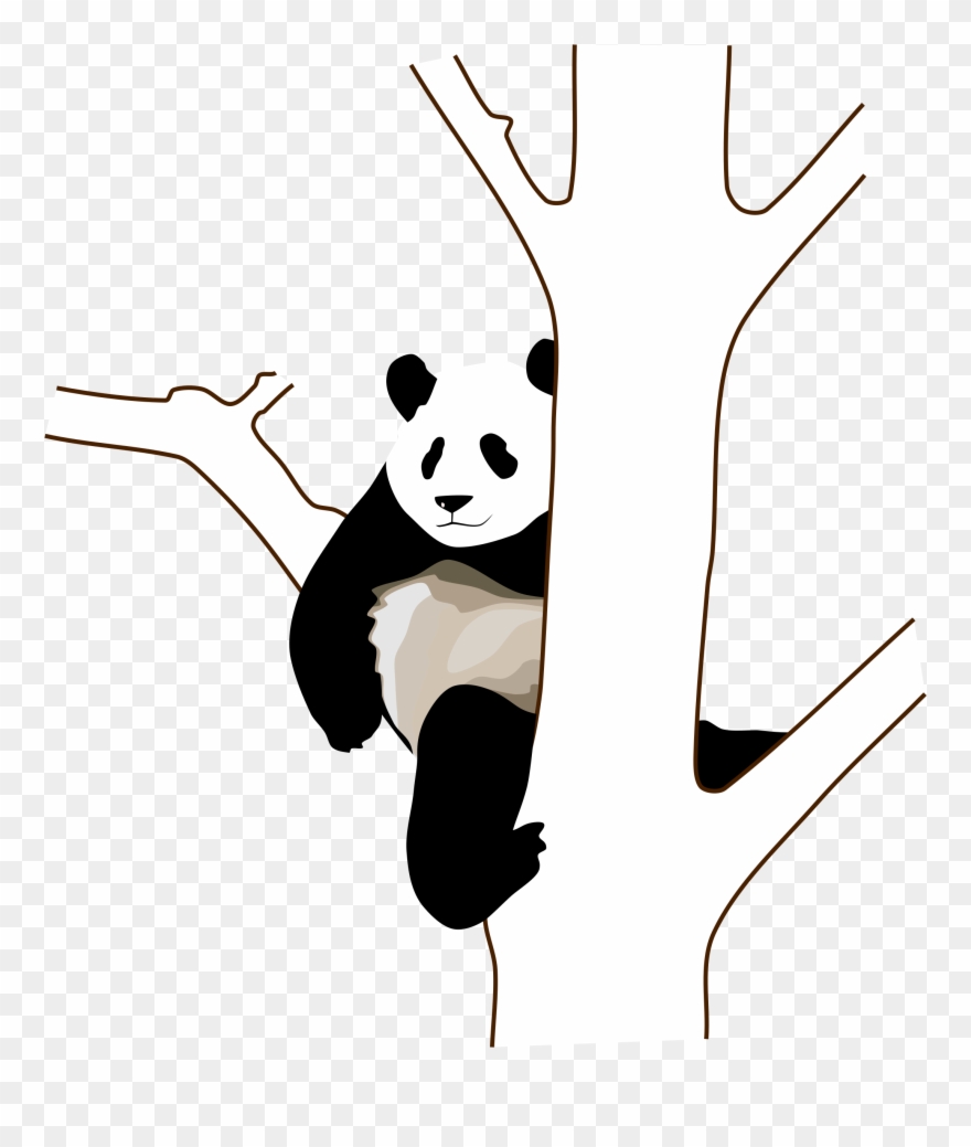 Climbing Tree Clipart Big Tree - Giant Panda Clip Art - Png Download