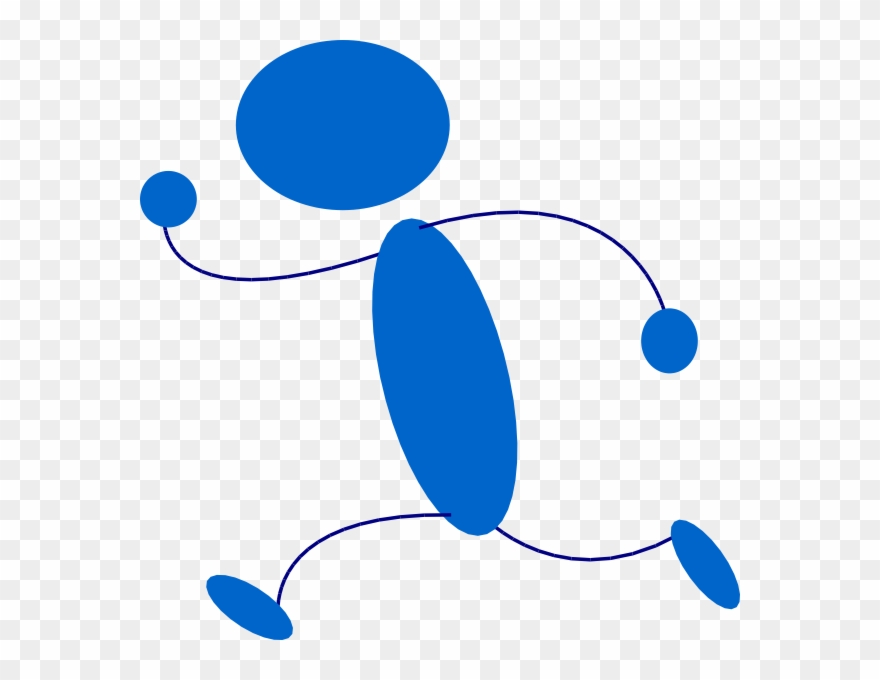 Person Running Running Blue Stick Man Clip Art At Vector - Running Clip Art - Png Download
