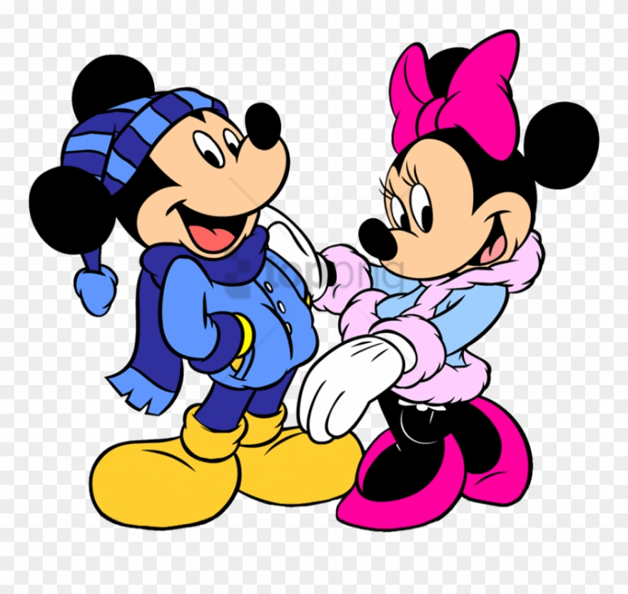Mickey Minnie Clipart - Mickey Mouse And Minnie Mouse Winter - Png Download