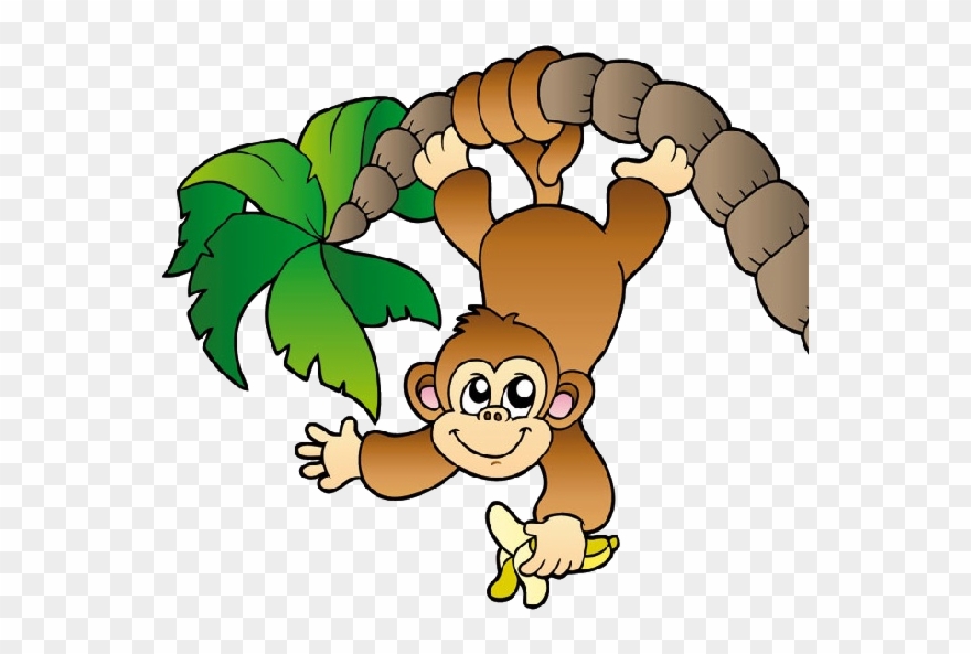 Jungle Clipart Cheeky Monkey - Monkey Hanging From A Tree - Png Download