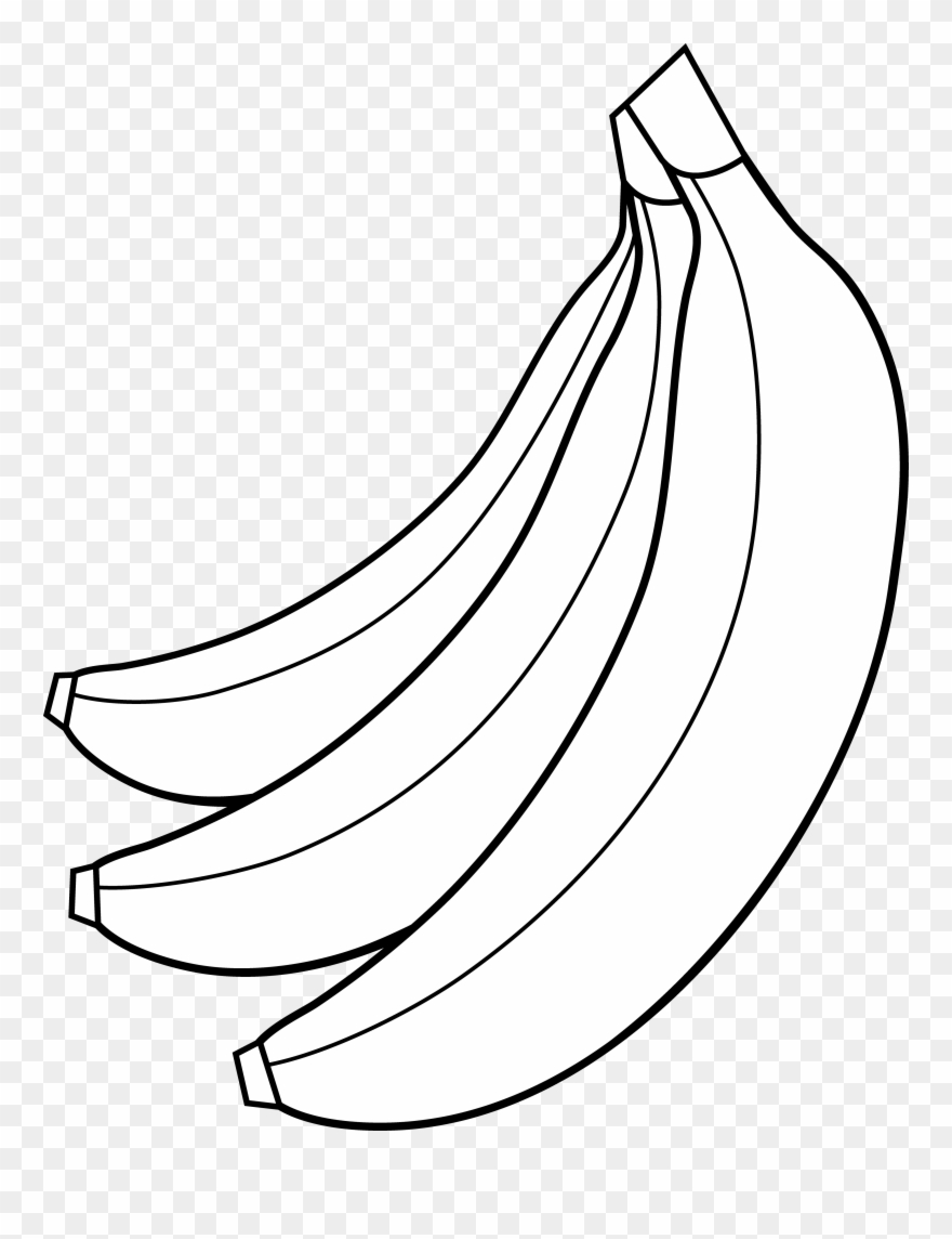 Bunch - Banana Clipart Black And White No Background - Png Download