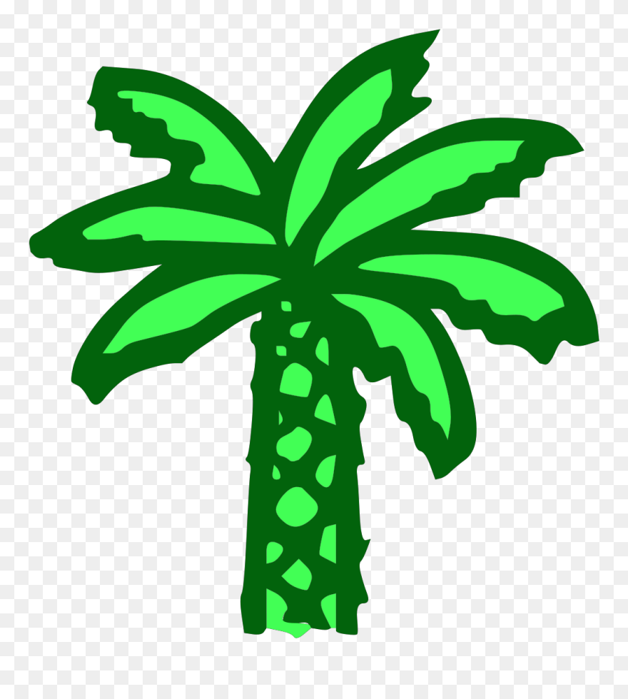 Free Vector Cartoon Green Palm Tree Clip Art Graphic - Cartoon Palm Tree - Png Download