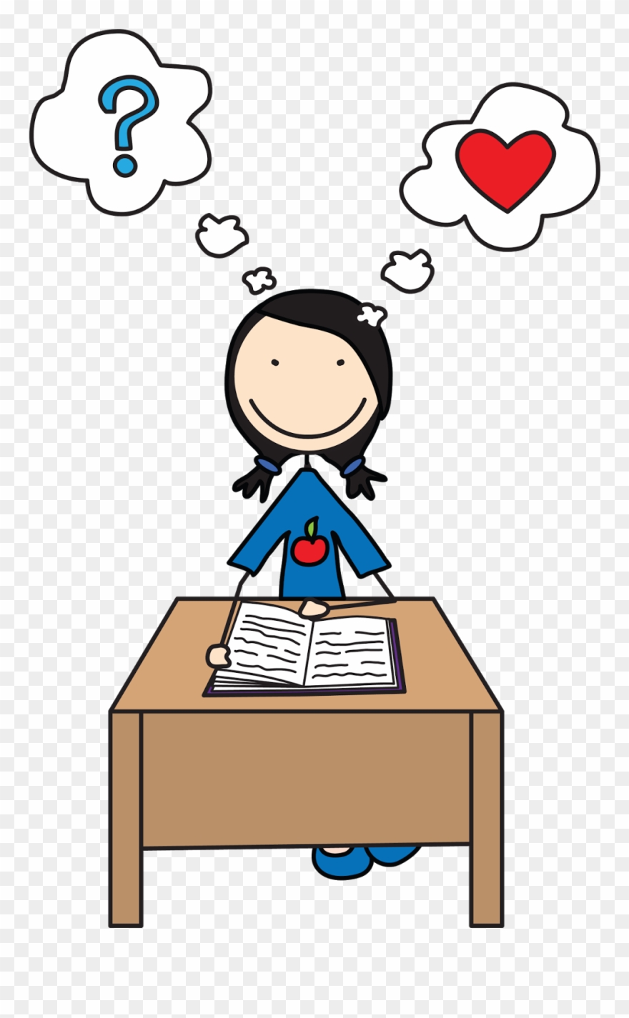 Students Reading Girl Student Clipart - Thinking While Reading Clipart - Png Download