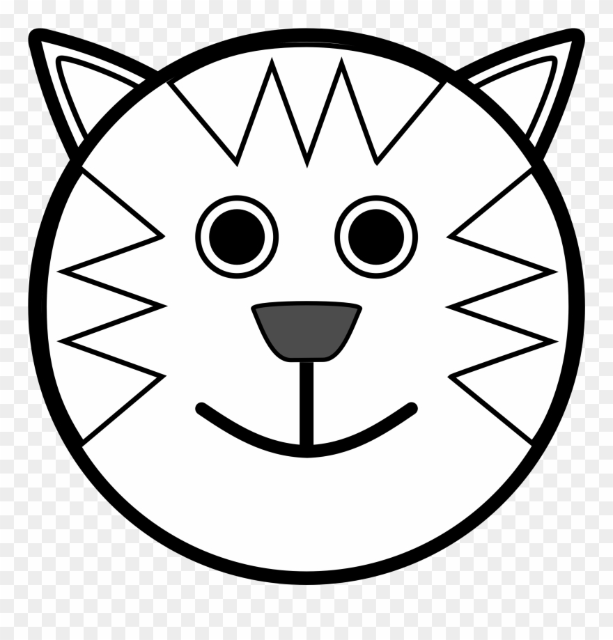 Ipad Clipart Black And White - Cat Face Clipart Black And White - Png Download