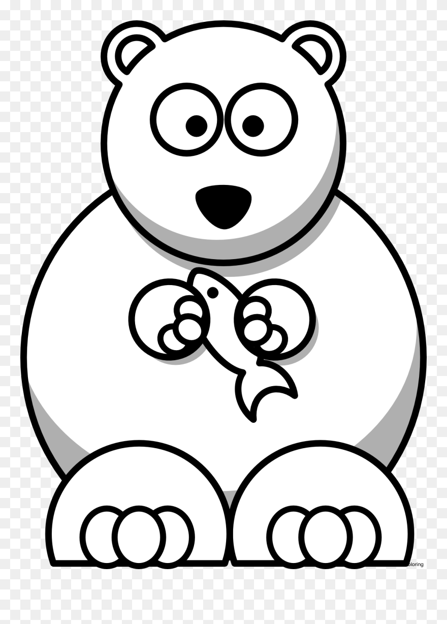 Christmas Dog Clipart Black And White 10 Clip Art Animals - Cartoon Black And White Polar Bear - Png Download