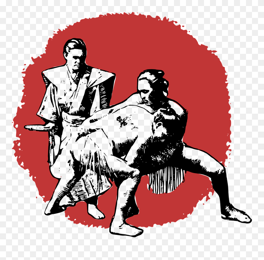 Sumo Professional Wrestling Drawing Martial Arts - Sumo Wrestling Shower Curtain Clipart