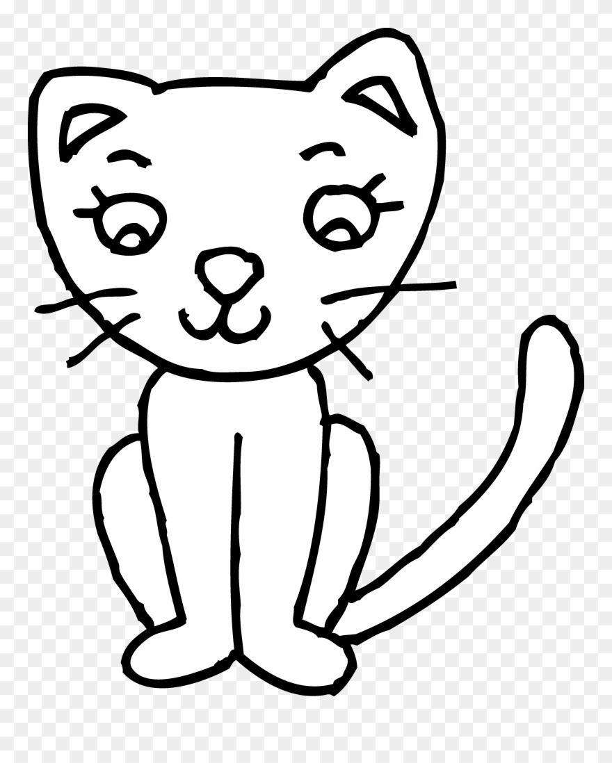 Cat Clipart Black And White - Kitty Cat Clip Art - Png Download