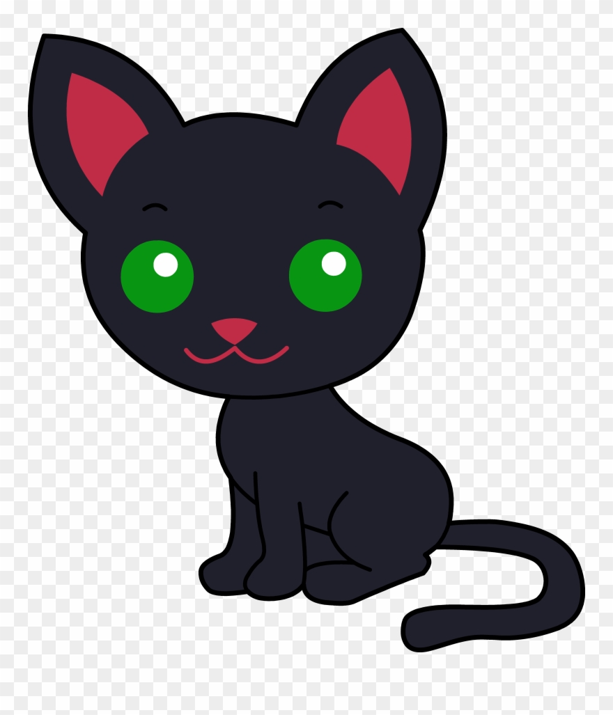 Cute Black Kitty Cat - Cute Cartoon Black Cat Clipart