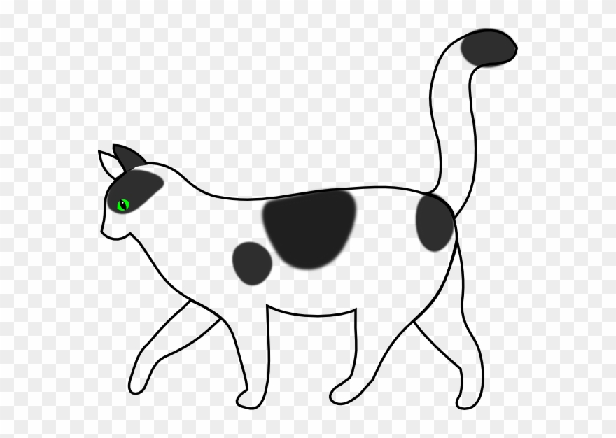 Free Vector White Cat Walking Clip Art - Cat Cartoon Black And White - Png Download