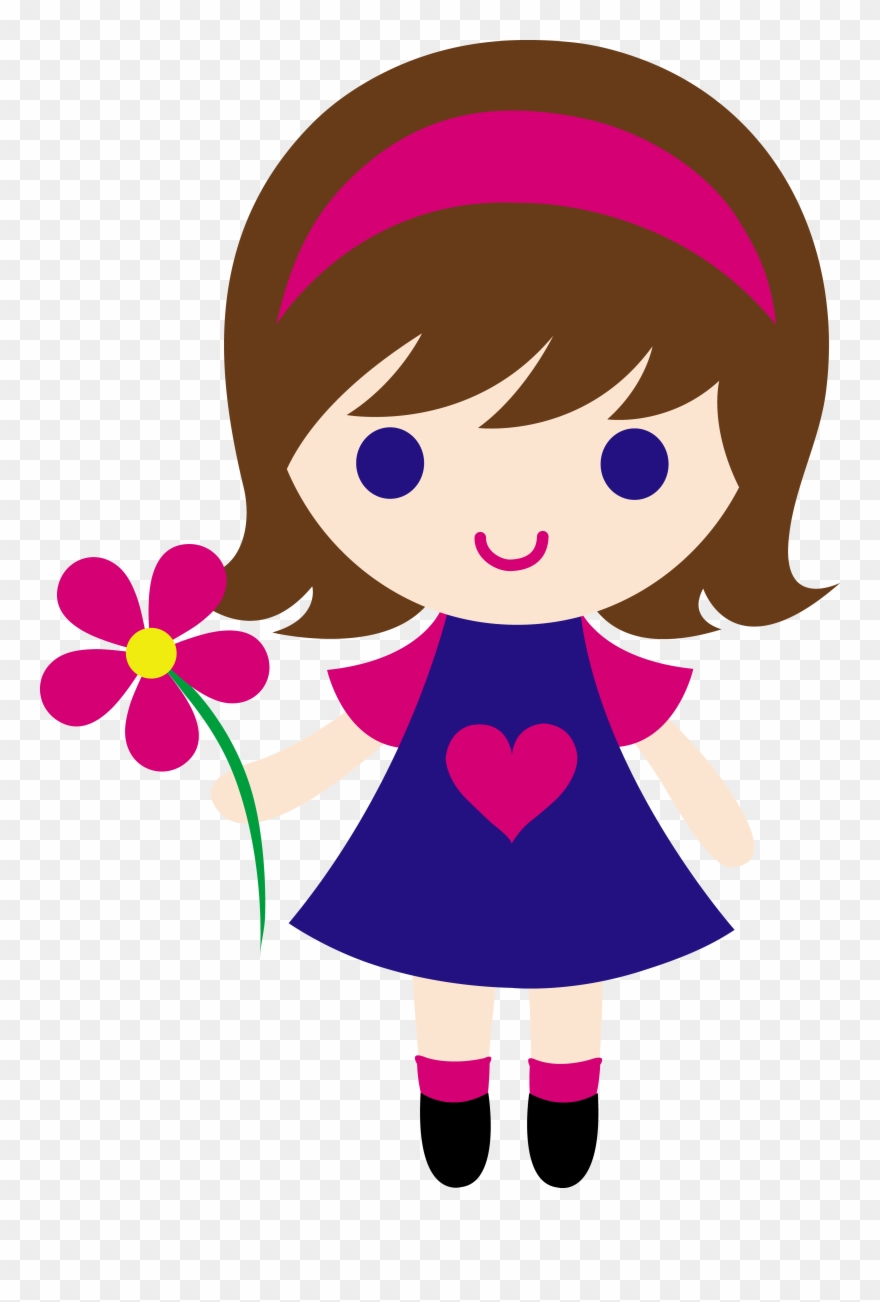 Cute Little Girl Holding Daisy - Little Girl Clip Art - Png Download
