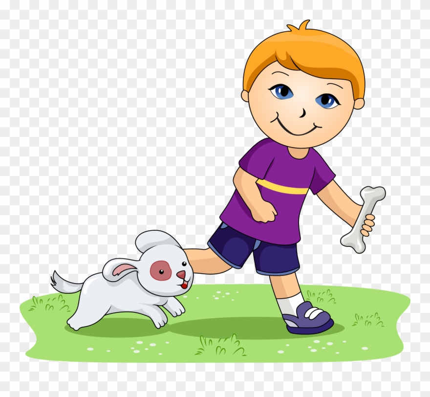 Dog Running Clipart - Boy And His Dog Clipart - Png Download