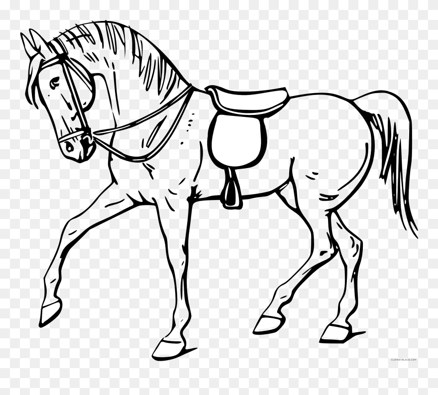 Free Vector Walking Horse Outline Clip Art - Horse Clipart Black And White - Png Download