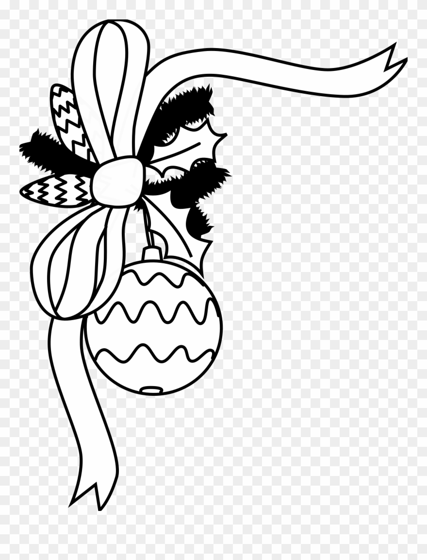Christmas Clipart Black And White Border - Christmas Decorations Black And White - Png Download