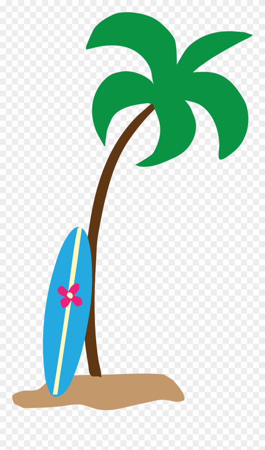 Palm Clip Art Palmtreesurfboard - Beach Palm Tree Clip Art - Png Download