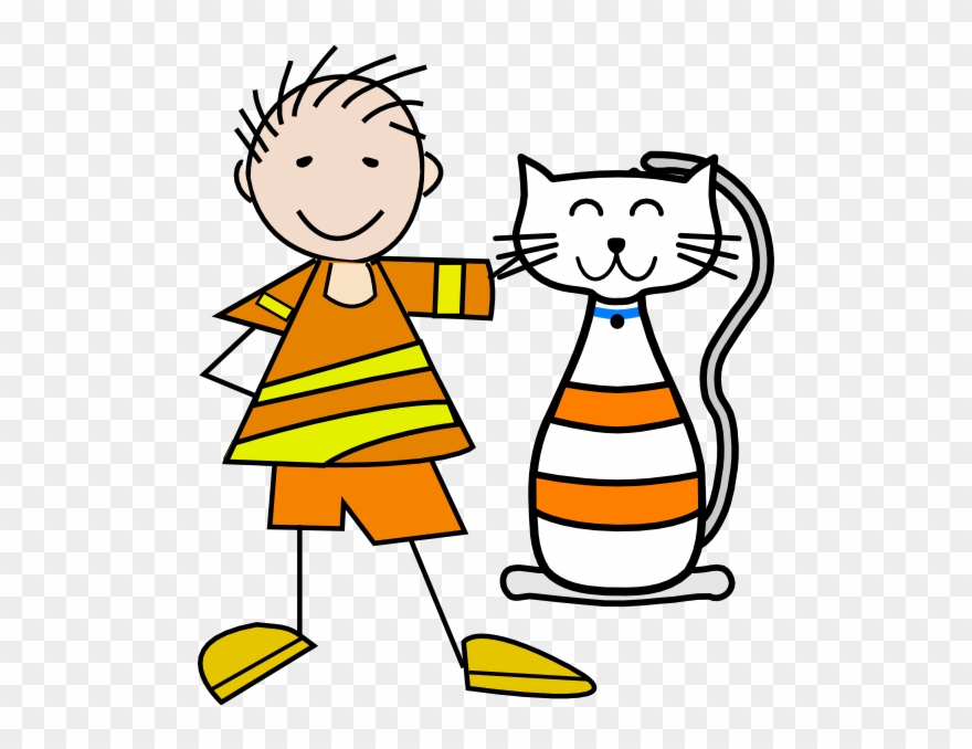 Free Cat In The Hat Clipart Clipart Free To Use Clip - Cat And Boy Cartoon - Png Download