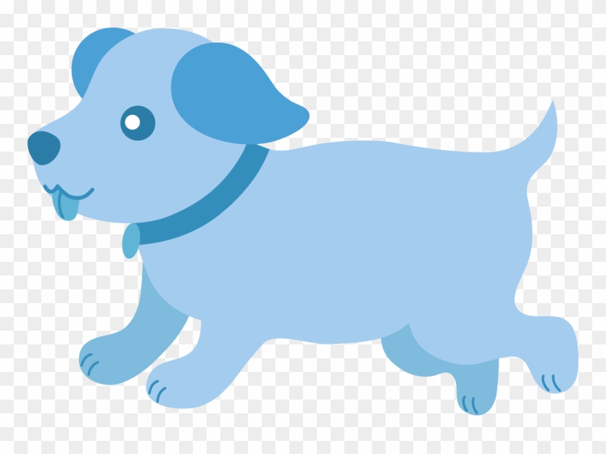 Cute Blue Puppy Running - Blue Puppy Clipart