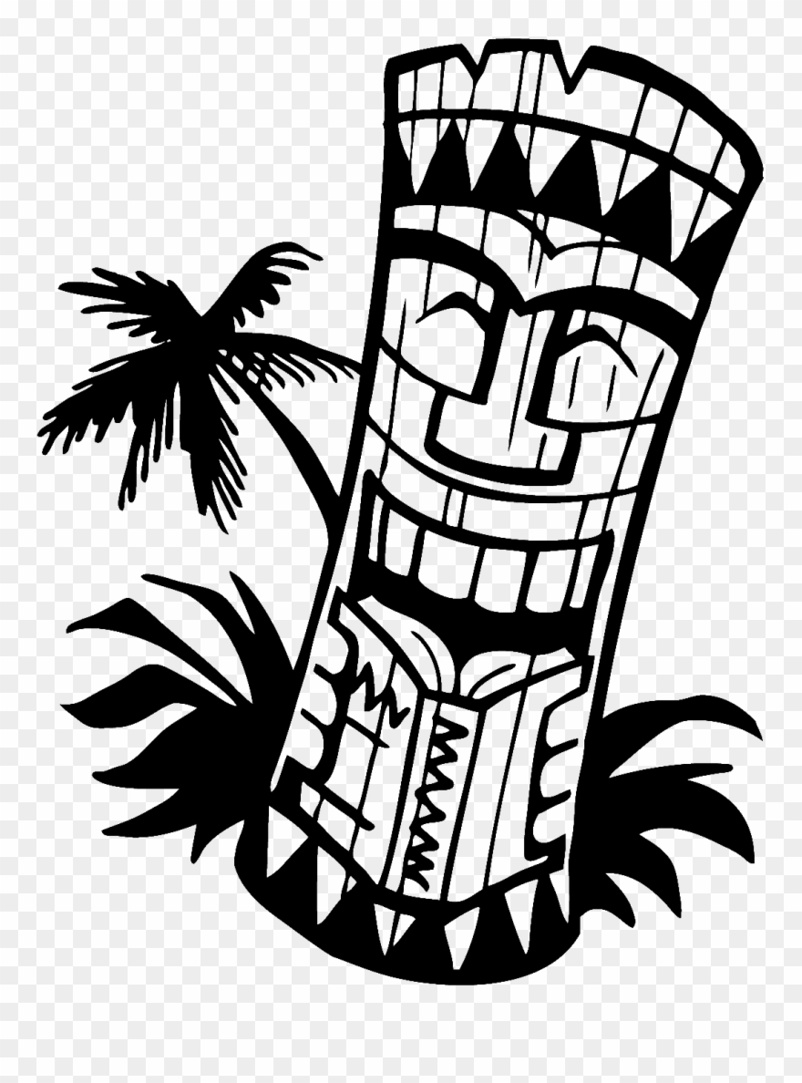 Hawaiian Tiki Clip Art Borders Free Clipart Images - Tiki Clipart Black And White - Png Download