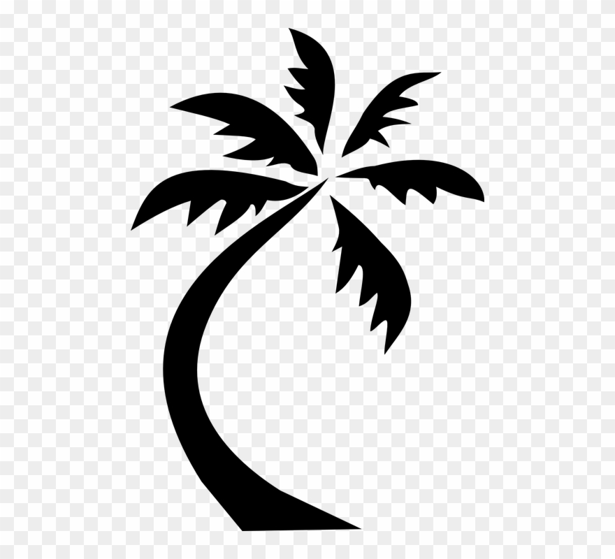 Two Palms On Island - Palm Tree Clip Art Black And White Png Transparent Png