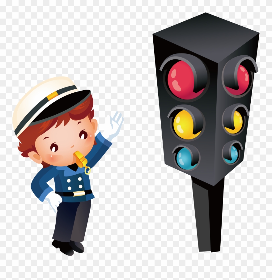 Clip Art Black And White Traffic Burglar Transprent - Police And Traffic Light - Png Download
